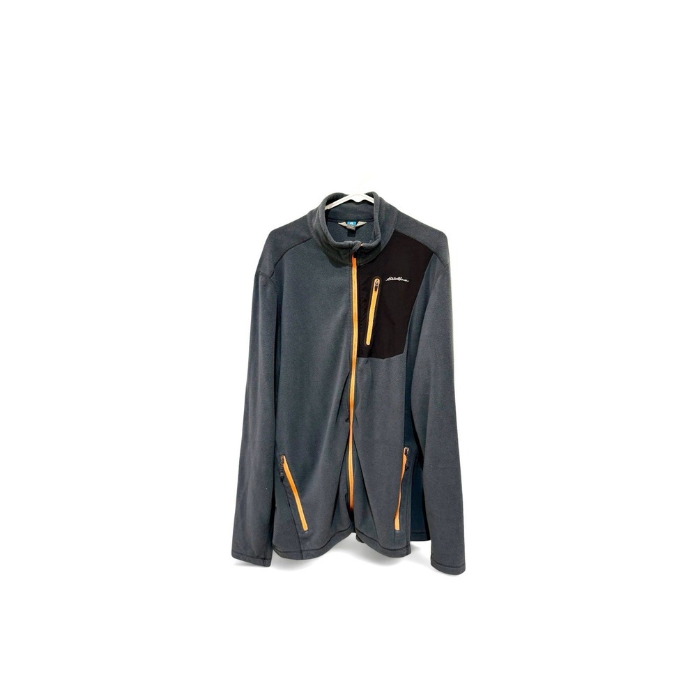Eddie Bauer Mens Gray First Ascent Fleece Full Zip Orange Trim XLT Gorp Outdoor